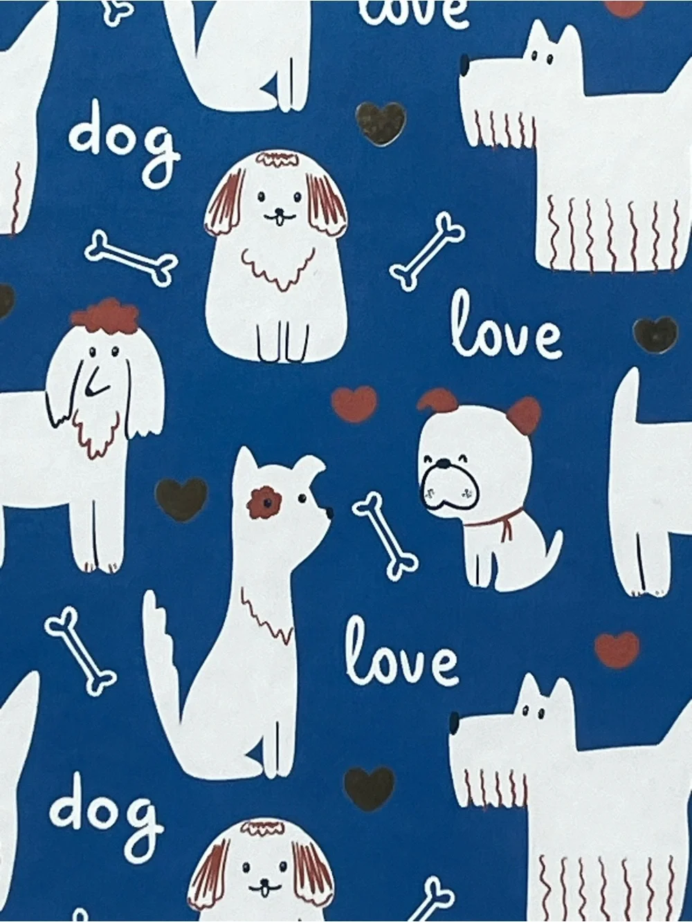 Blue Dog and Gold Heart Pattern Spiral Journal/ Notebook - Pet Design 150 Pages
